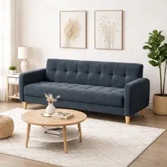 ARTSOFA - Sofá Tres Cuerpos Astoria Azul Acero Antifluido + Obsequio