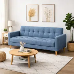 ARTSOFA - Sofá Tres Cuerpos Astoria Azul Denim Antifluido + Obsequio