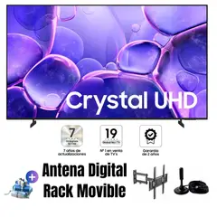SAMSUNG - Televisor 75'' Crystal UHD 4K UN75U8000FGXPE 2025 + Ant + Rack Movible