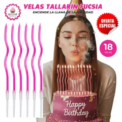 GENERICO - Velas Tallarin Fucsias Premium para Cumpleaños Pack de 18 unidades