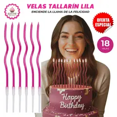 GENERICO - Velas Tallarin Lilas Premium para Cumpleaños Pack de 18 unidades