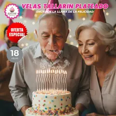 GENERICO - Velas Tallarin Plateadas Premium para Cumpleaños Pack de 18 unidades