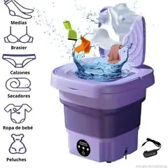 OEM - Mini Lavadora Plegable Portátil Purpura para Ropa Delicada