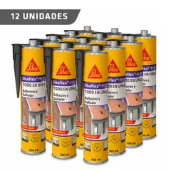 SIKA - Pack 12 unidades Adhesivo y sellante de juntas Sikaflex 11 Fc Gris