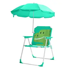 KELLER - Silla para Niños Plegable con Sombrilla Diseño Dino Verde XC6