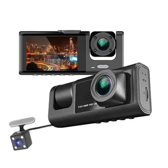 CAMARA PARA AUTO DASH CAM 3 CANALES 1080p CON SD 64GB