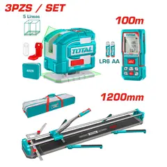 TOTAL TOOLS - CORTADORA DE CERAMICA 1.20M + NIVEL LASER + WINCHA LASER 100M-TOS250911