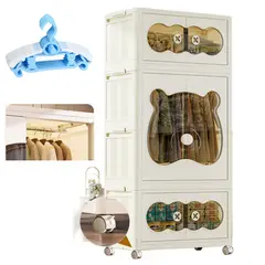 GENERICO - Armario portátil plegable cómoda ropero para niños 138.5x74x37cm + colgadores