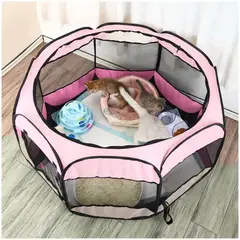 GENERICO - Corral Cama para Gatos Perros Casa para Mascotas Plegable 58x90x90cm - Rosa