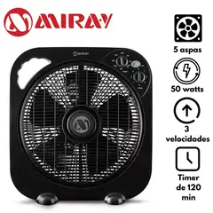 MIRAY - Ventilador de Piso 12" VMC-1052 50 Watts Negro