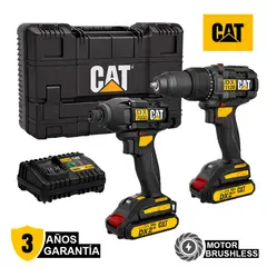 CAT - Combo 18V Taladro Percutor 1 / 2'' + Atornillador de Impacto 1 / 4'' DXK201 Brushless