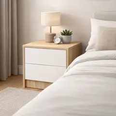 GENERICO - Velador Nórdico Dual MOB003 Color Capri Cajones Push Open