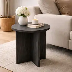 GENERICO - Mesa Auxiliar Circular MOB004 Color Negro