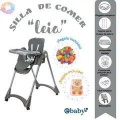 EBABY - SILLA DE COMER  "LEIA"  PLEGABLE CON DOBLE BANDEJA