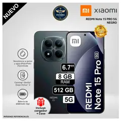 REDMI - Celular REDMI Note 15 PRO 5G 512GB 8GB RAM Negro REGISTRADO