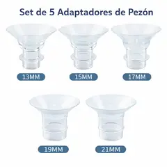 Baby - Set de 5 Adaptadores de Pezón para Extractor de Leche manual y electrico