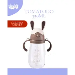 Baby - Tomatodo Anti Derrame para Niños - MODELO CONEJO MARRÓN - 350ML