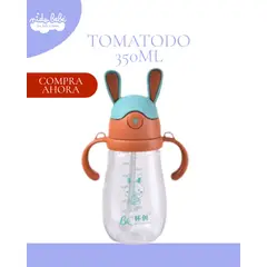 Baby - Tomatodo Anti Derrame para Niños - MODELO CONEJO ORANGE- 350ML