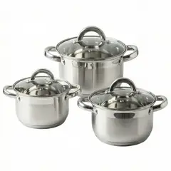 GENERICO - Juego de Ollas 6 Piezas Acero Inoxidable