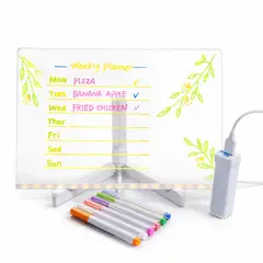 GENERICO - Pizarra LED Acrílica con Soporte y Marcadores - Organiza tu Día con Estilo y Eficiencia Home Office