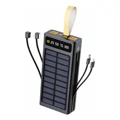 OEM - Power Bank Solar 30000mah Cargador Portátil 8 Dispositivos Negro