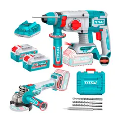 Total Tools - Combo Rotomartillo 22mm Brushless + Amoladora 115mm Total