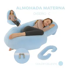 GENERICO - Almohada para embarazada Multifuncional I Diseño C I Color Celeste