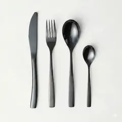 KOTIINI - Juego de cubiertos 16 piezas acero inoxidable negro