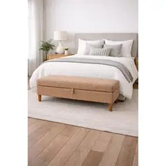 ARTSOFA - Banqueta Baúl Duvall Marrón Claro Antifluido + Obsequio
