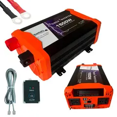 SANTOFA ELECTRONICS - Inversor de Corriente 12v A 220v 1500w 2 Usb 2 Sockets Onda Pura Lcd