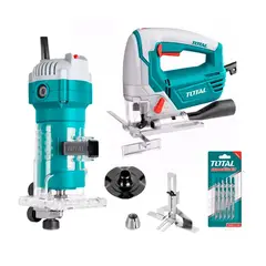 TOTAL TOOLS - Ruteadora 600w + Sierra Caladora 800w Total Carpintería