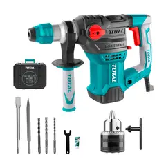 Total Tools - Rotomartillo Sds 1500w Con Chuck 1.5-13mm + Accesorios Total Turquesa 50 / 60hz