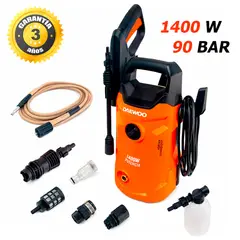 DAEWOO - Hidrolavadora Alta Presión DAX1400 1400W 90 Bar Compacta Lavado Auto Patio Hogar