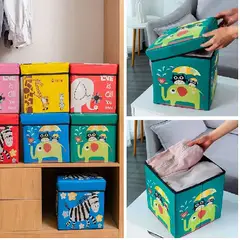 GENERICO - Caja Puff Organizador con Tapa de Juguetes para Niños VERDE