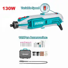 TOTAL TOOLS - MINIDRILL ELÉCTRICO GRINDER 130W CON 109 ACCESORIOS TOTAL-TG513326