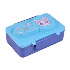 GENERICO - Taper Lunch Box para Lonchera 22x13x7cm con pote de acero Azul con diseño