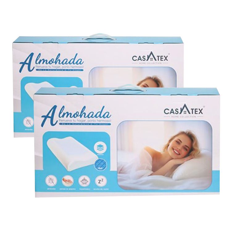 Pack de 2 Almohadas Cervical con Gel - Hipoalergénico 60 x 40 cm + 12 cm