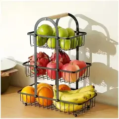 GENERICO - Organizador Frutero Verdulero Multiusos de 3 Niveles de Acero al Carbono