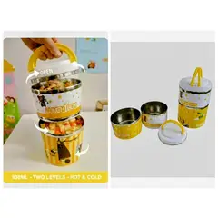 ROMAX - BOX LUNCH TERMICO 2 NIVELES 930ML ACERO INOXIDABLE CIERRE A ROSCA HERMÉTICO NO SE DERRAMA NIÑOS