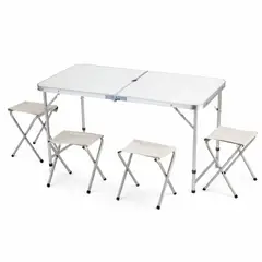 GENERICO - Mesa Pegable Portátil 4 Sillas Plegables Moderna Práctica Camping Piscina terraza 190386-4