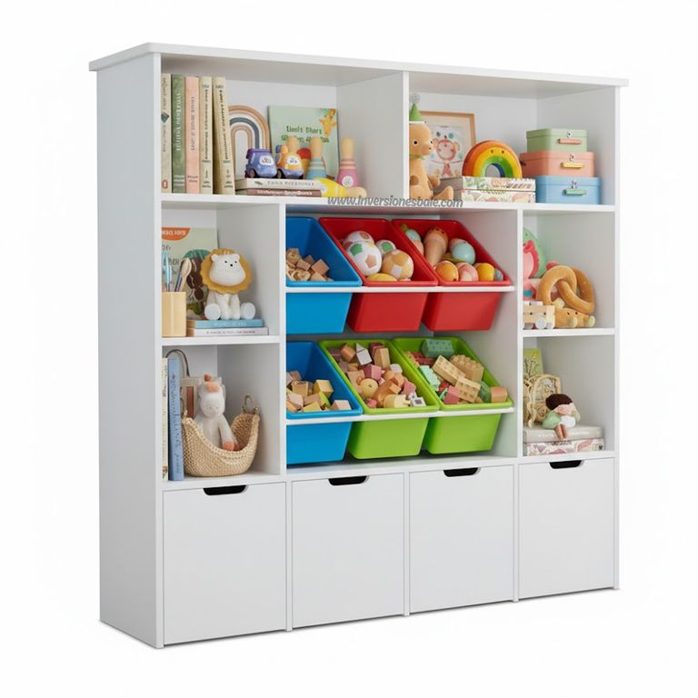 Librero Infantil Organizador de Juguetes con Cestos Shula Blanco Armado - DIBA Muebles