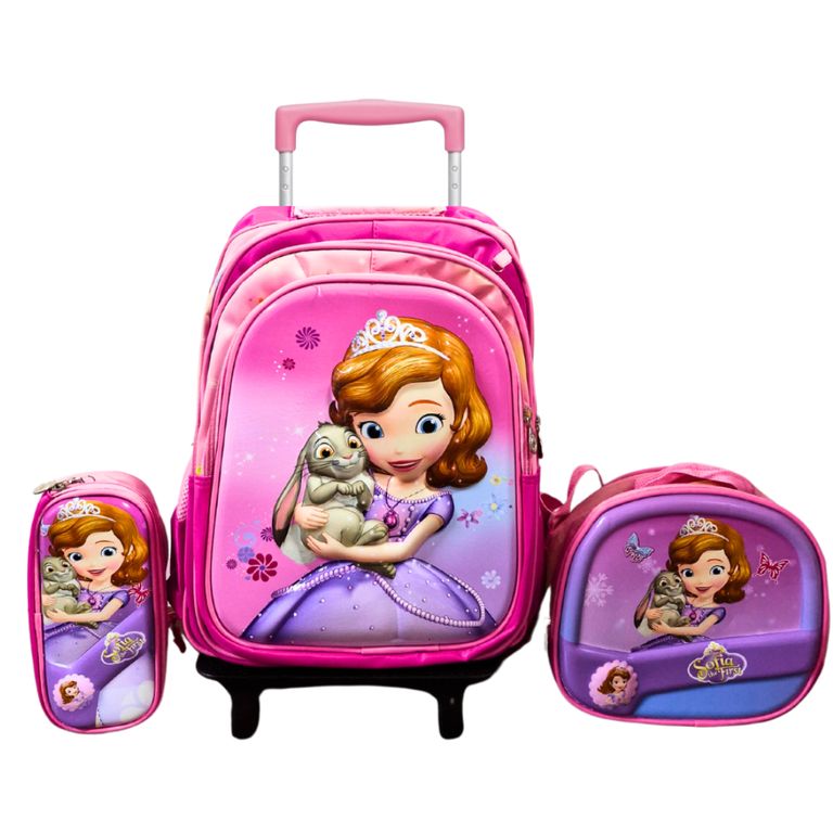 Mochila con Ruedas para Niños y Niñas Multipack 3 en 1 Infantil Regreso a Clases Princesas