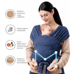 CERDITA - FULAR PARA BEBÉ CON BOLSILLO COLOR AZUL MARINO JASPEADO