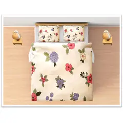 GENERICO - Juego de sabanas tamaño QUEEN crema con flores COD 229