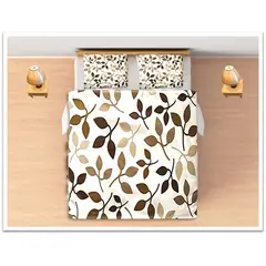 GENERICO - Juego de sabanas tamaño QUEEN hojas marron y crema COD 230