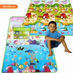 SM - PISO ALFOMBRA TAPETE REVERSIBLE ANTIGOLPE DE NIÑO BEBE - OCEANO+CASTILLO