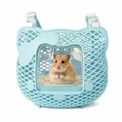 GENERICO - Transportador tipo cartera para roedores pequeños hámster color celeste