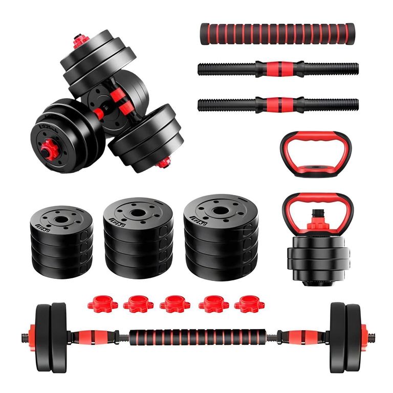 Set Mancuerna ajustable 20kg Pesa Rusa Barra Kettlebell 3 en 1 - Negro