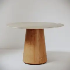 PAZART MUEBLES - MESA DE COMEDOR SARA 1.2 CON VIDRIO OFF WHITE & CANELA