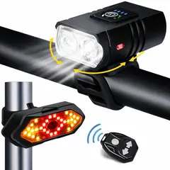 OEM - Pack Luz Delantera y Trasera para Bicicleta Recargable USB LED Direccional Seguridad Nocturna